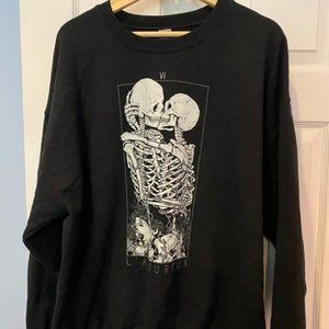 The Lovers Skeleton Tarot Card Black Sweatshirt